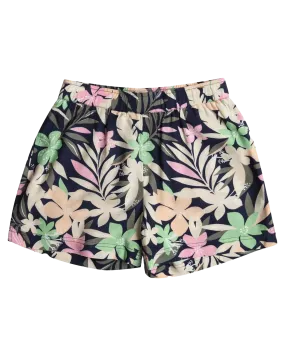 Girls Blue Ocean Floor Shorts in Naval Academy & Ilacabo