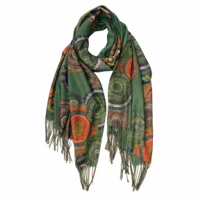 GREEN ART DOUBLE FACE SOFT SCARF