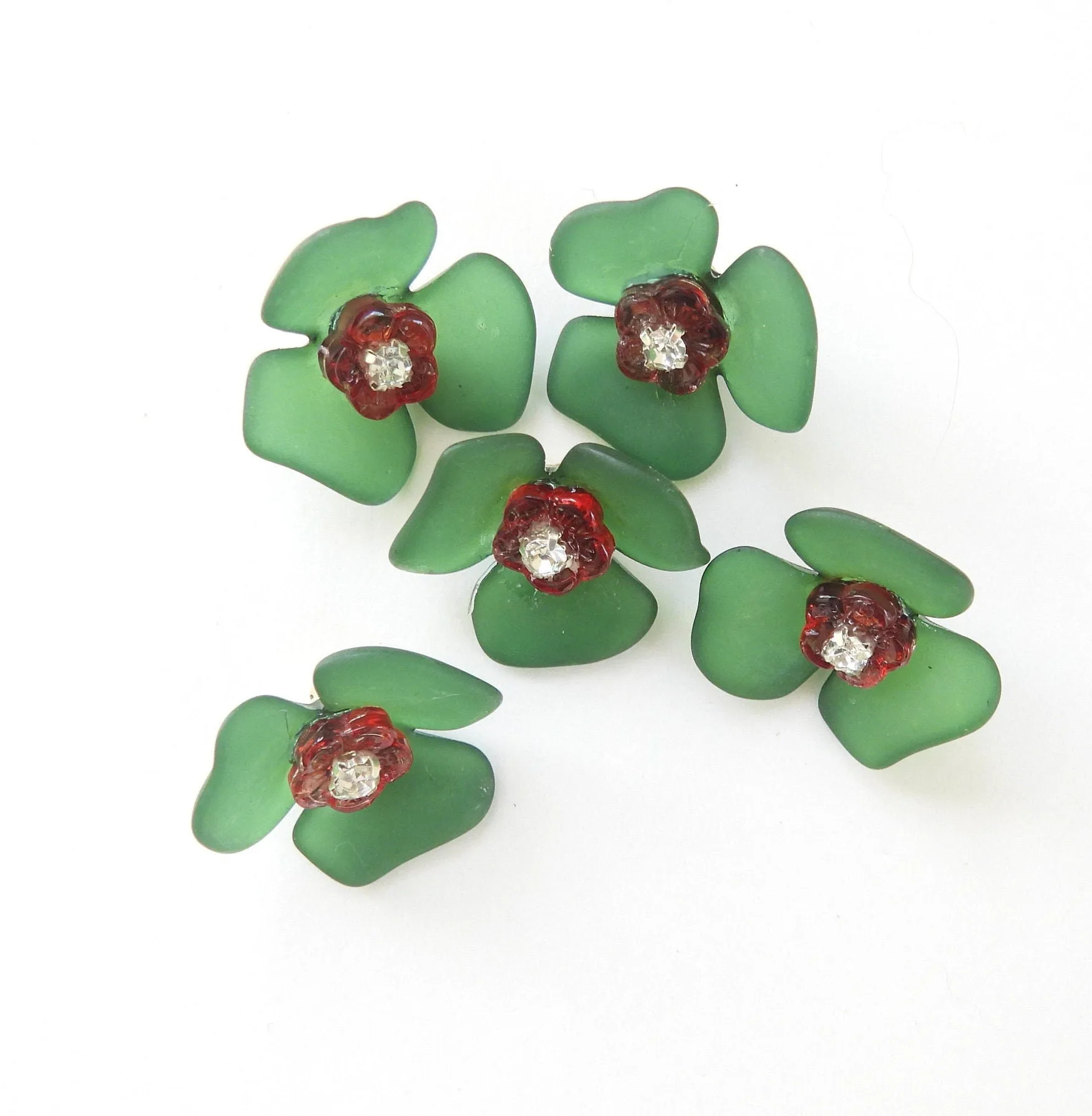 Green Flower-Shaped Buttons