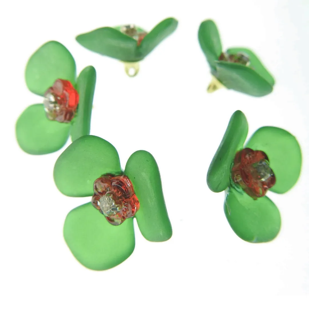 Green Flower-Shaped Buttons