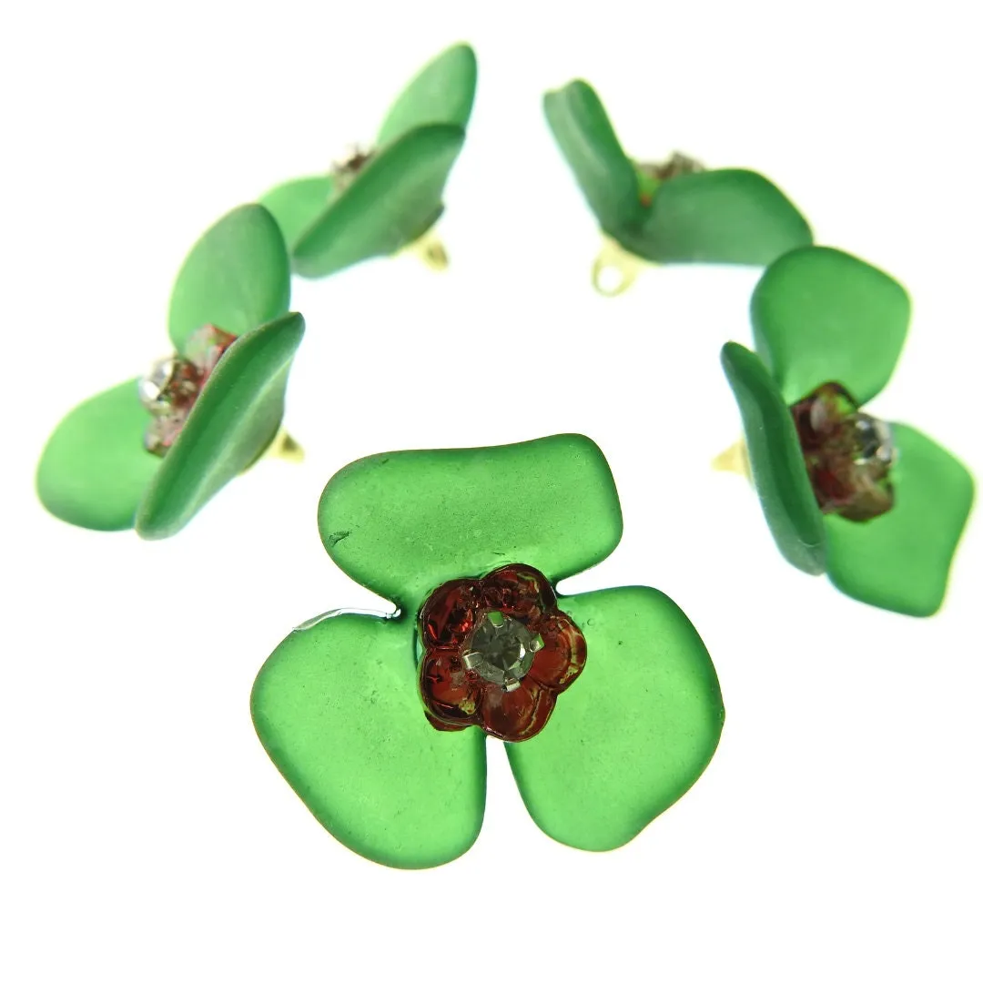 Green Flower-Shaped Buttons
