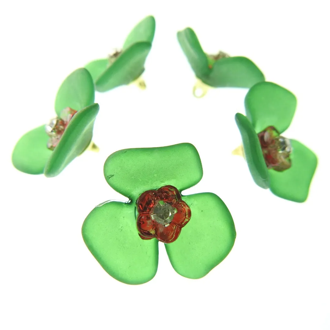 Green Flower-Shaped Buttons