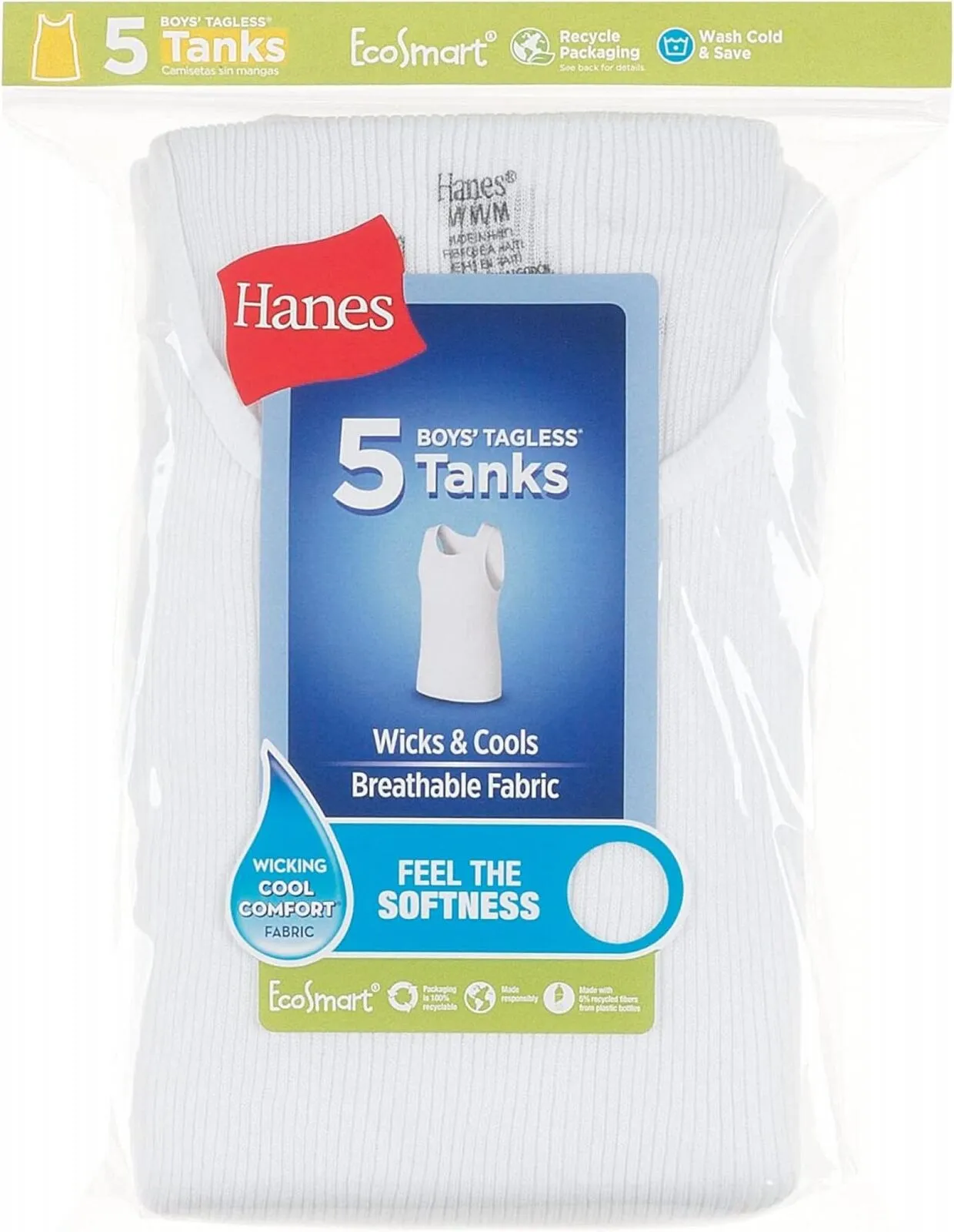 Hanes Boys Tank Undershirt Shirt BRLTA5 White S