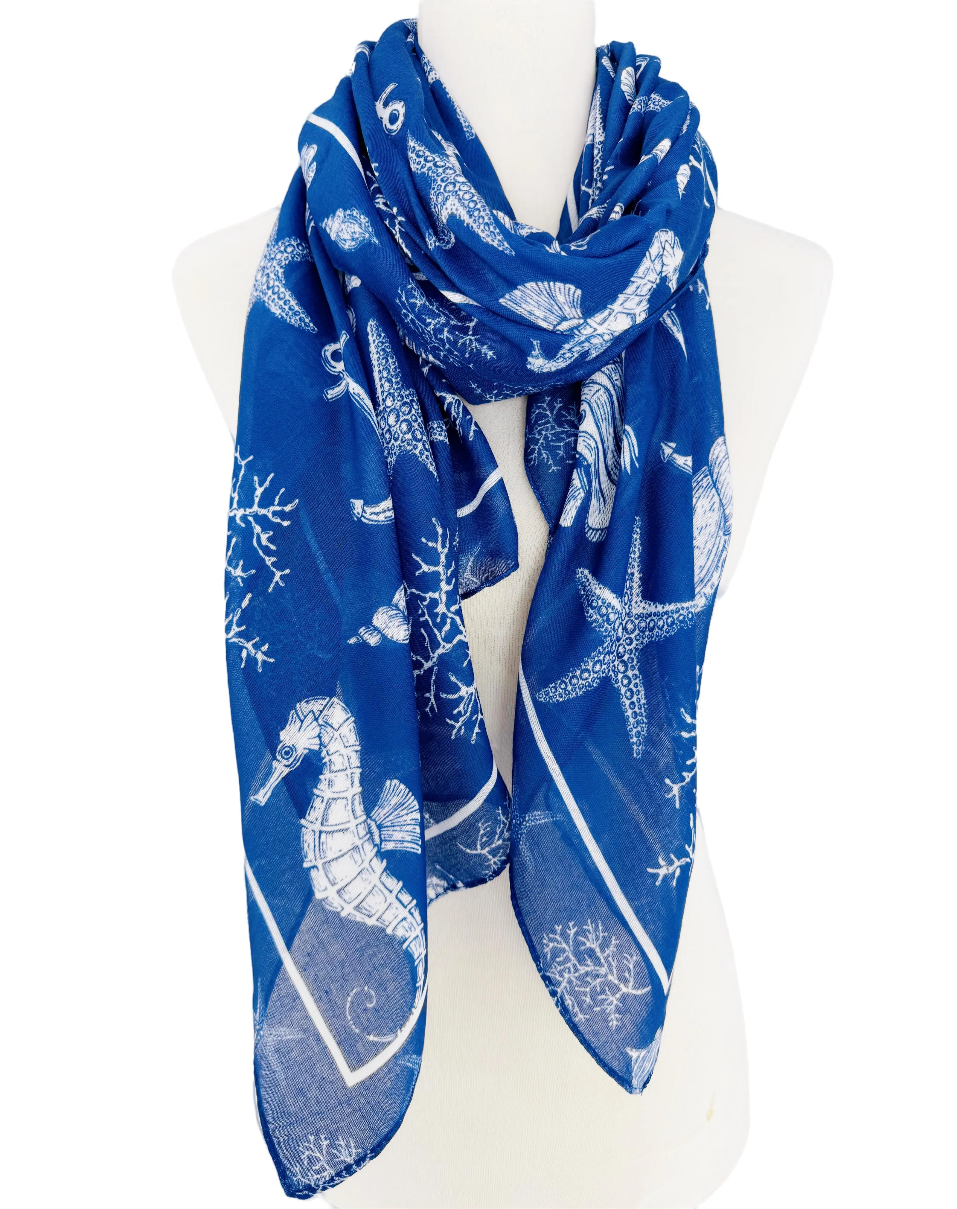 JC022852 Navy-White Sea Life Scarf