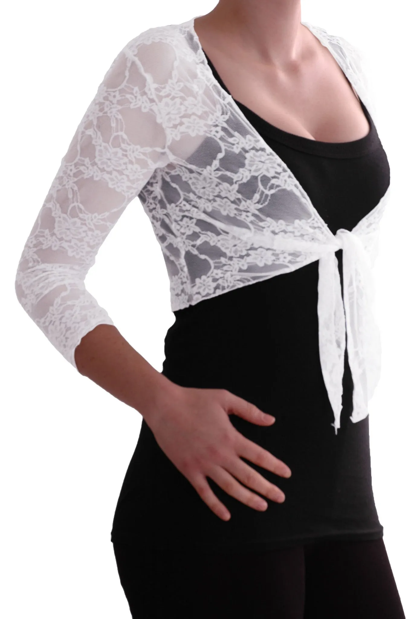 Karina Lace Tie Front Shrugs