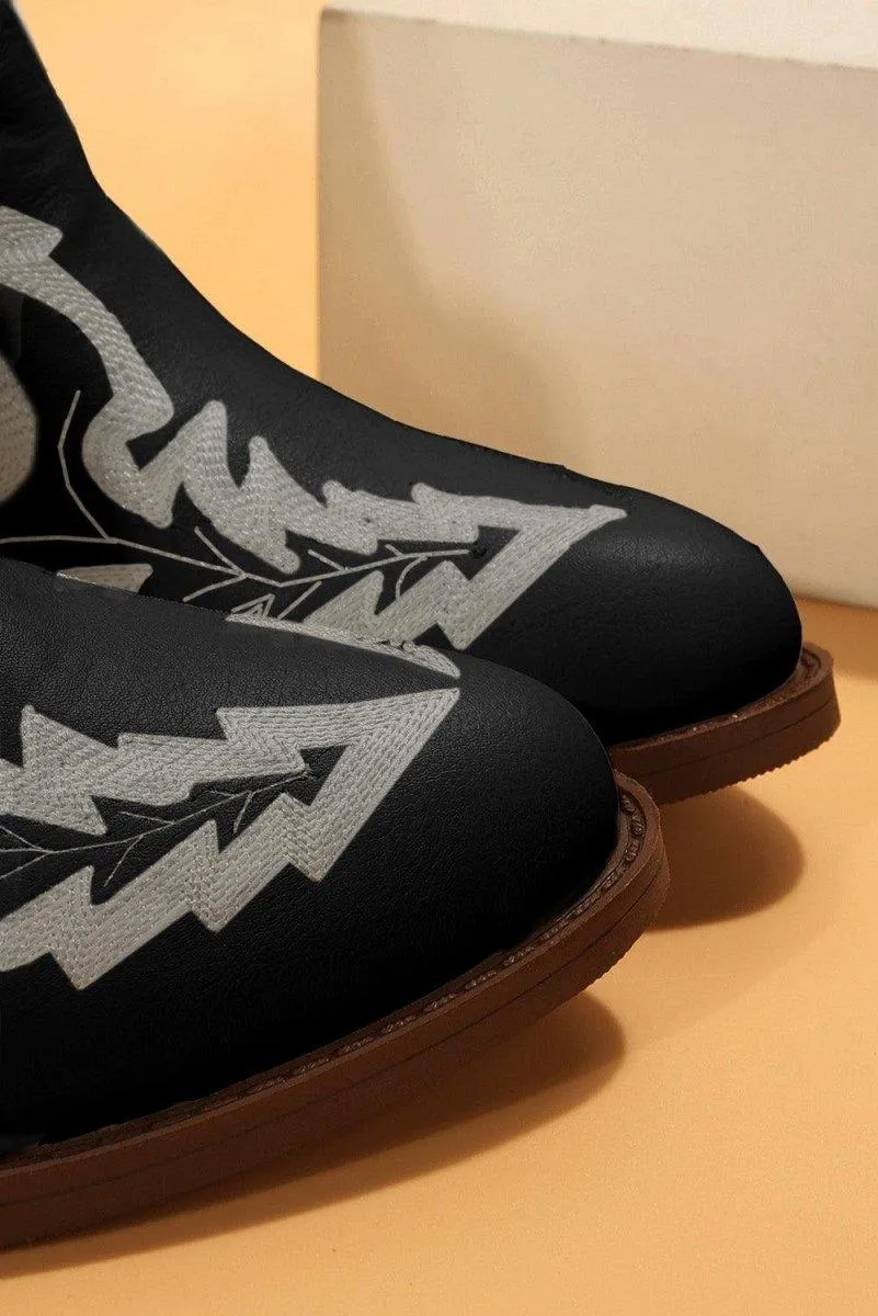Kendall Leather Embroidered Western Booties