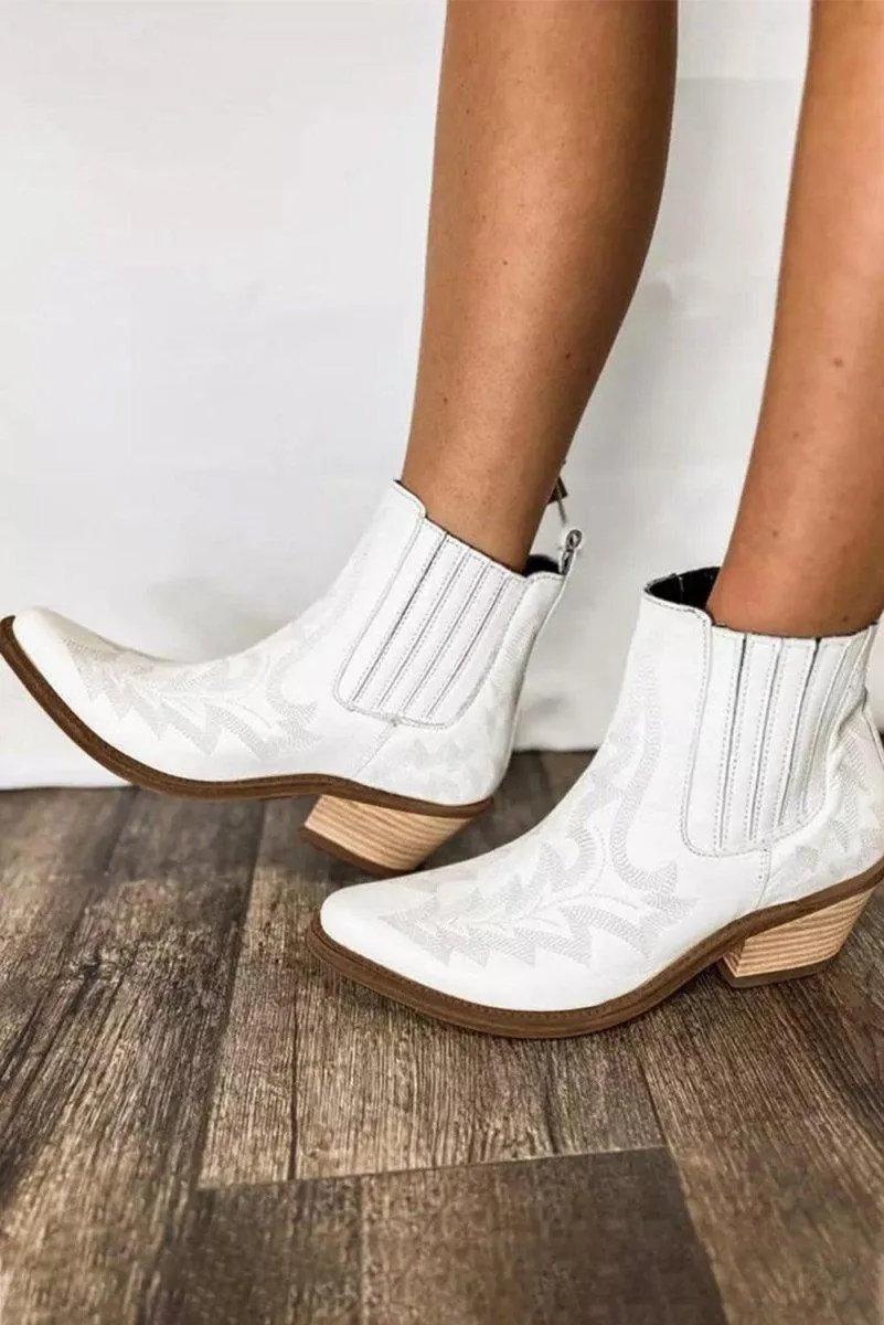 Kendall Leather Embroidered Western Booties