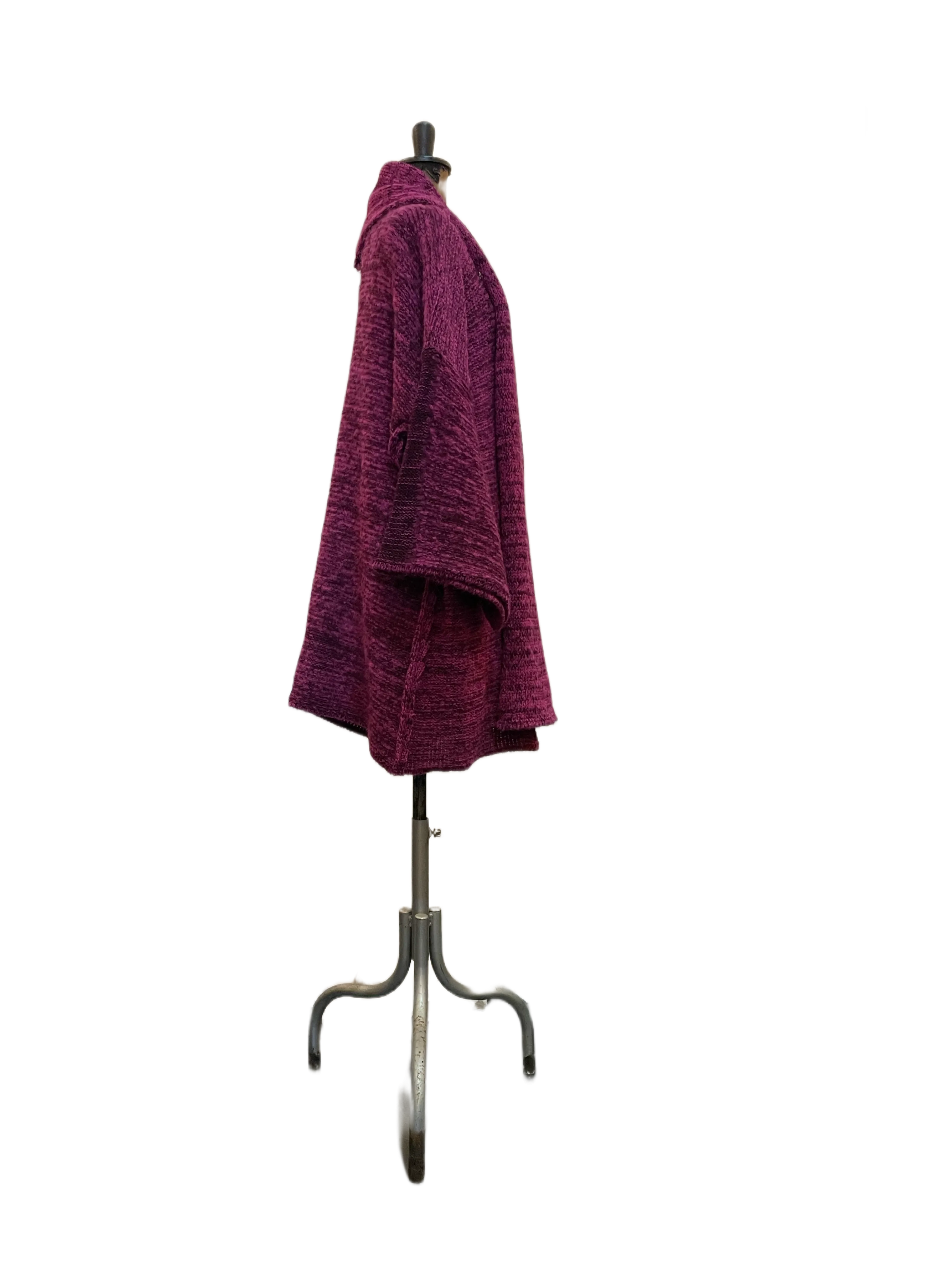 kimono style cardigan with mesh detail (Alpaca) - Magenta