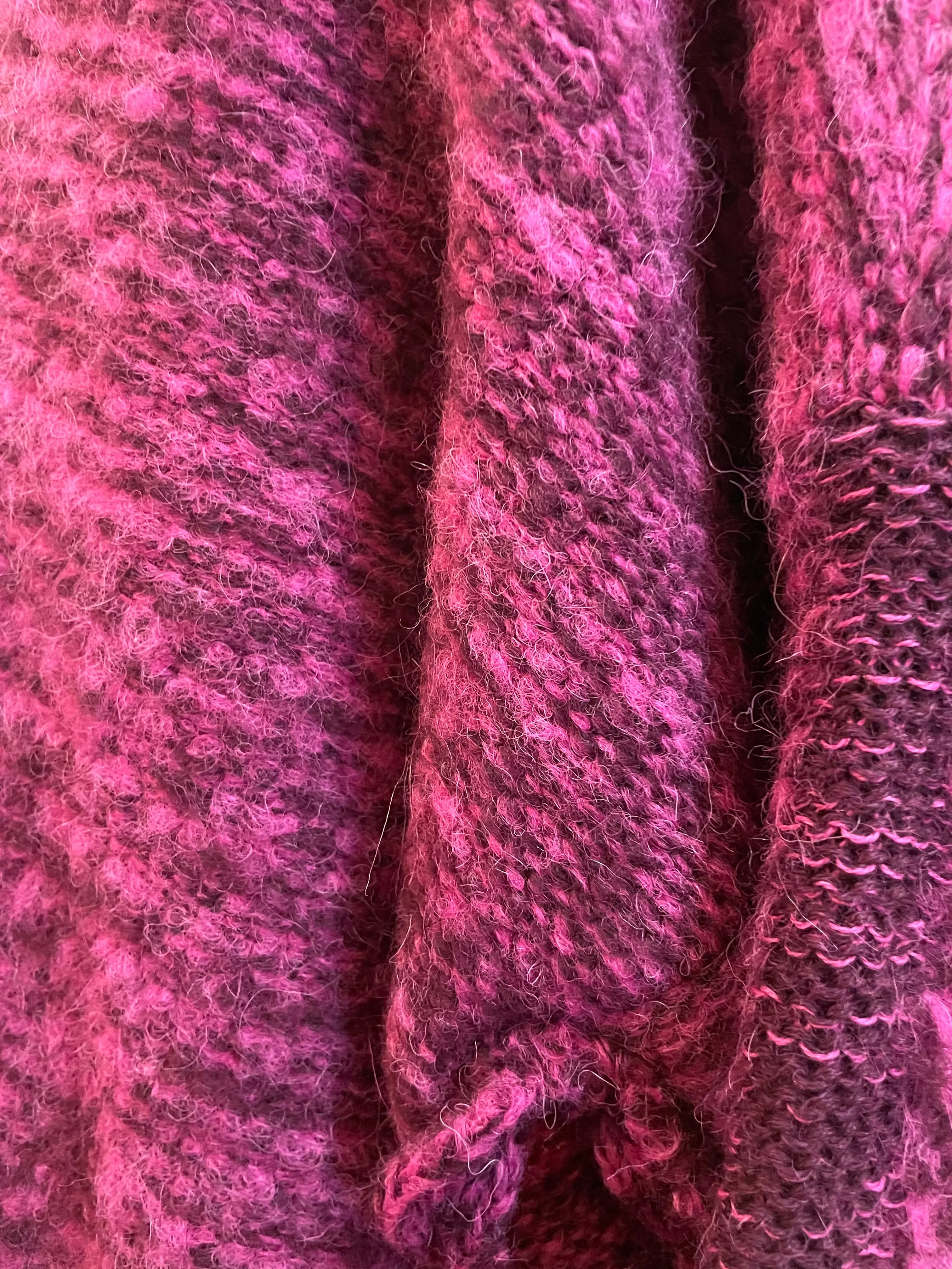 kimono style cardigan with mesh detail (Alpaca) - Magenta