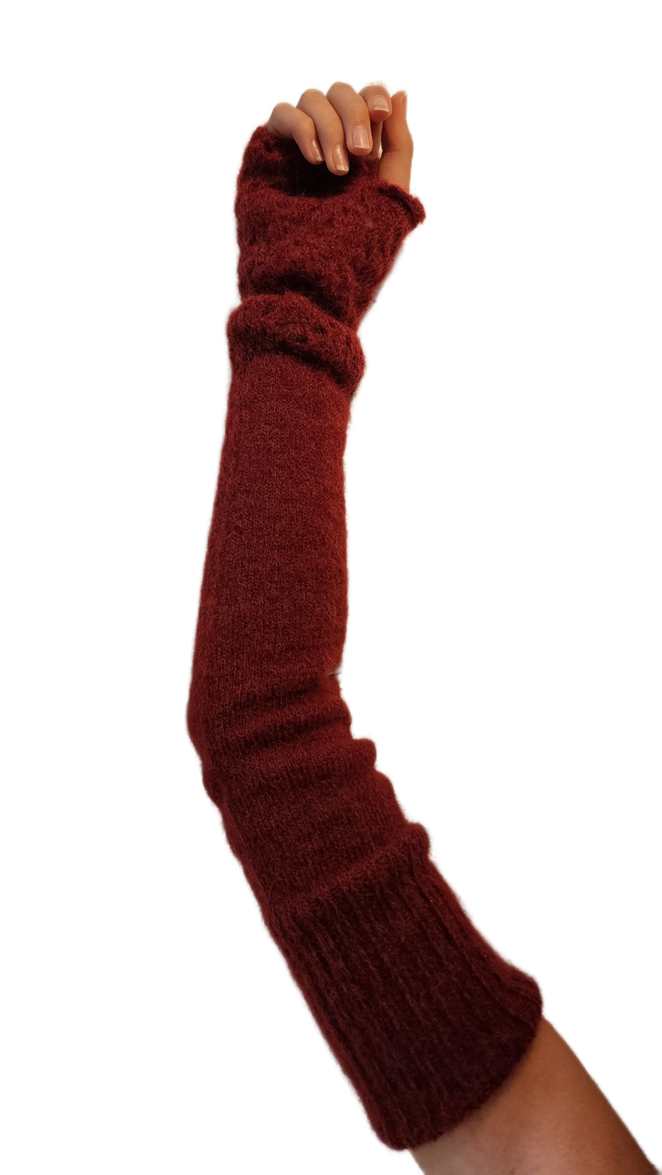 lace weight alpaca long line mittens / sleeves