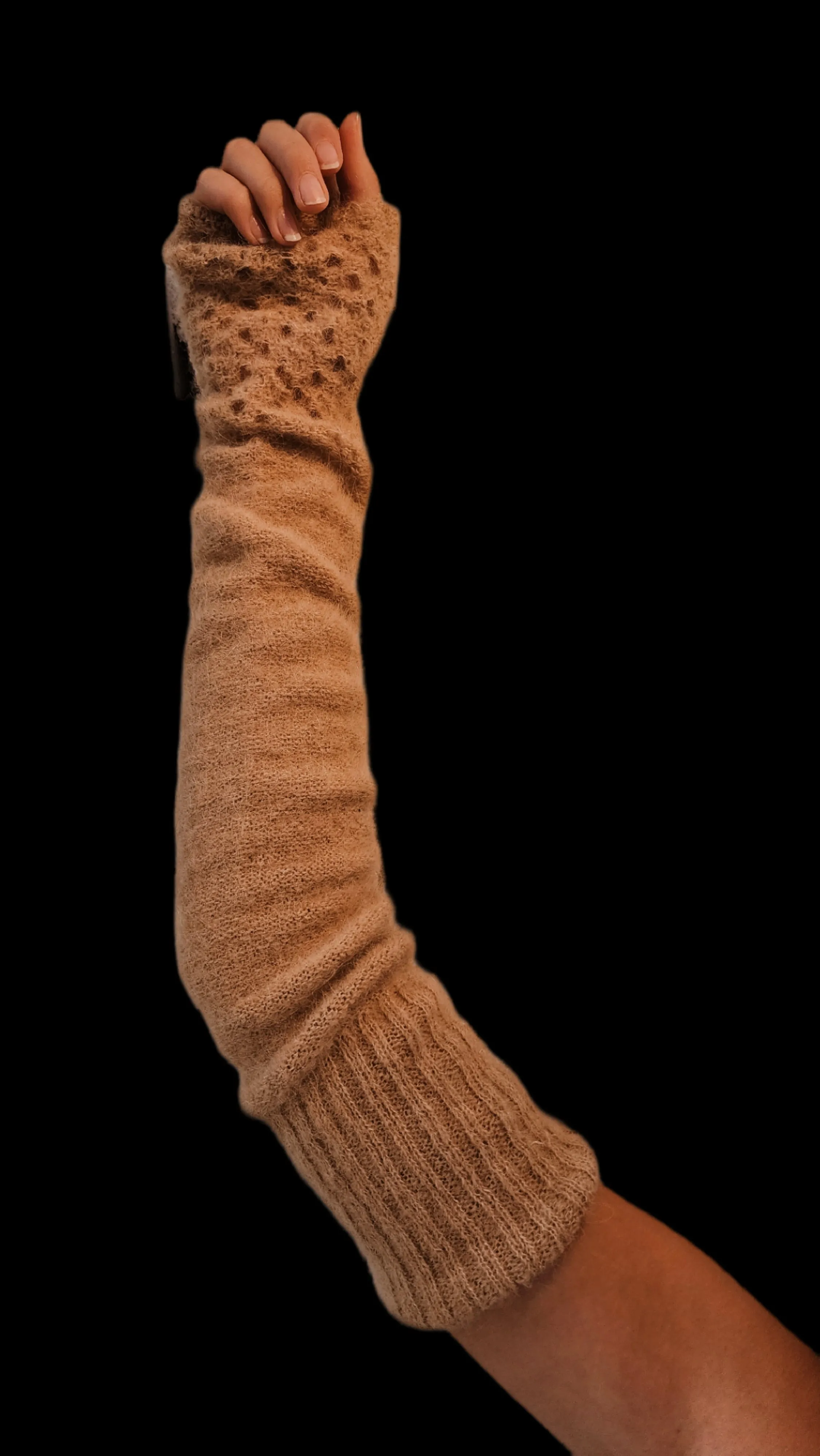lace weight alpaca long line mittens / sleeves