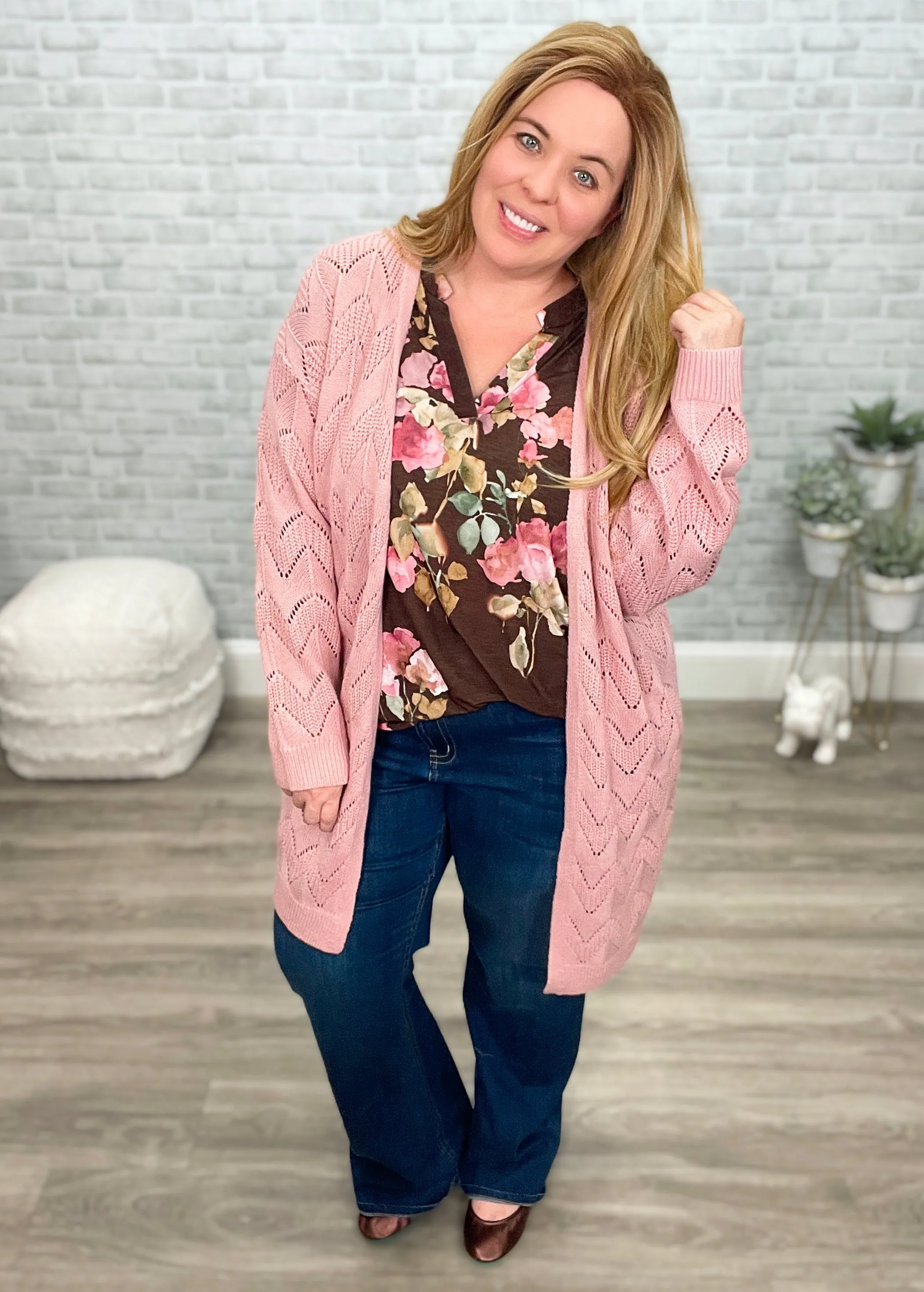 Lightweight Blush Pink Sweater Cardigan - Andree by Unit