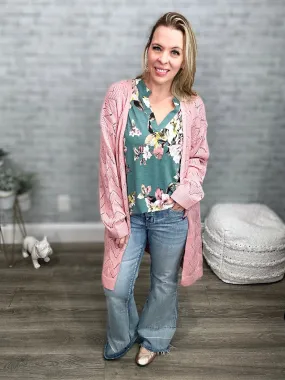 Lightweight Blush Pink Sweater Cardigan - Andree by Unit
