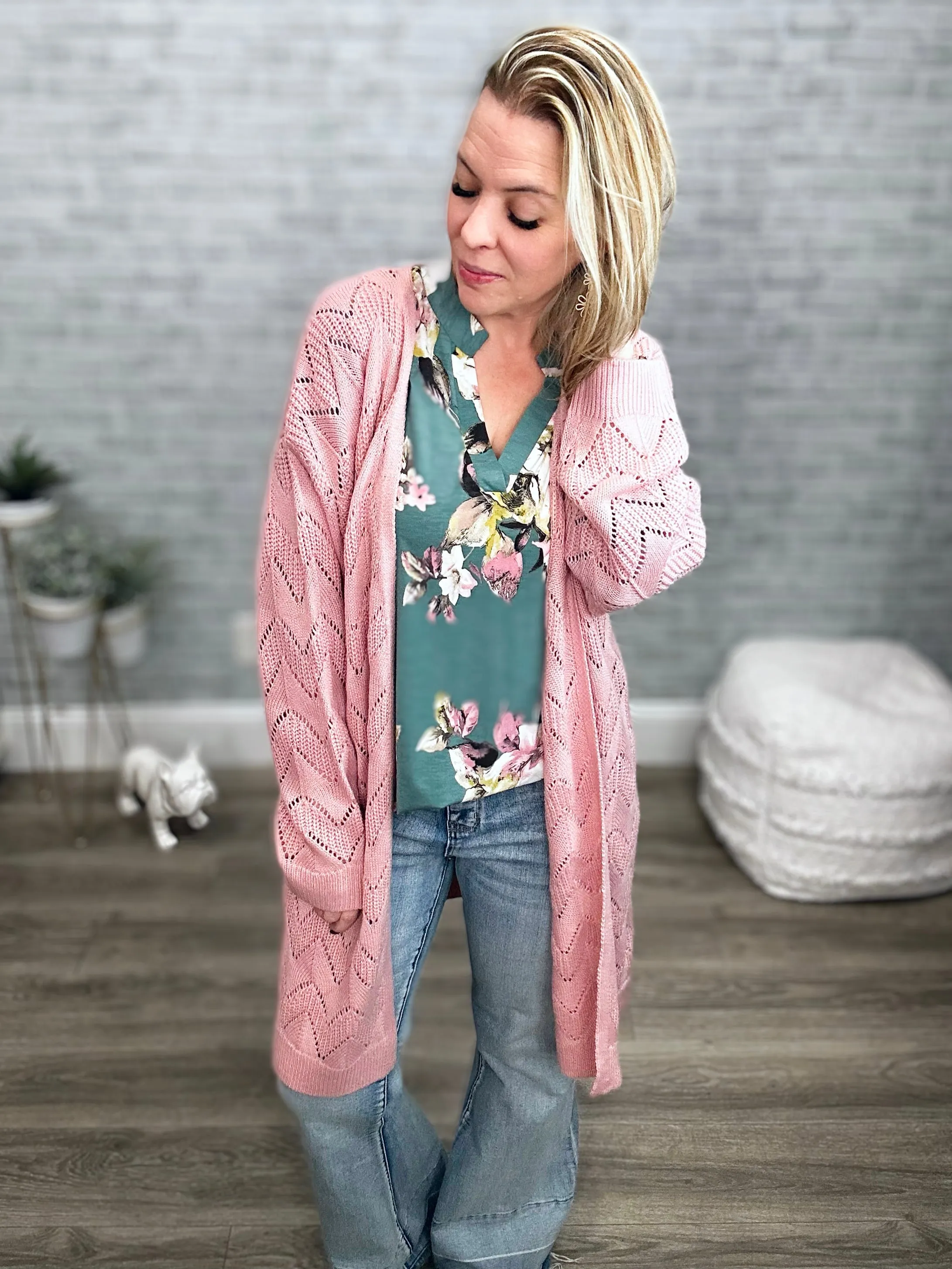 Lightweight Blush Pink Sweater Cardigan - Andree by Unit