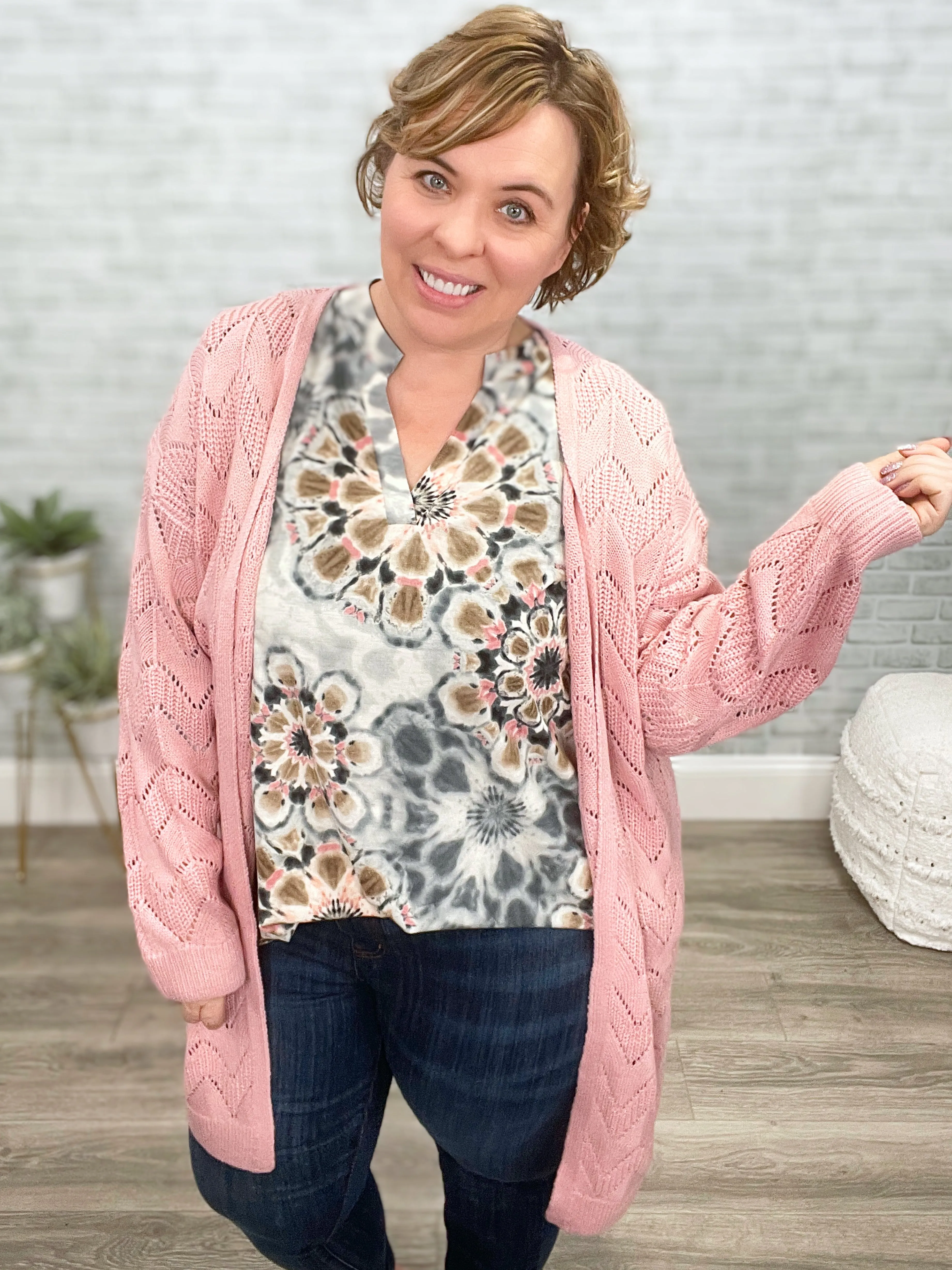 Lightweight Blush Pink Sweater Cardigan - Andree by Unit