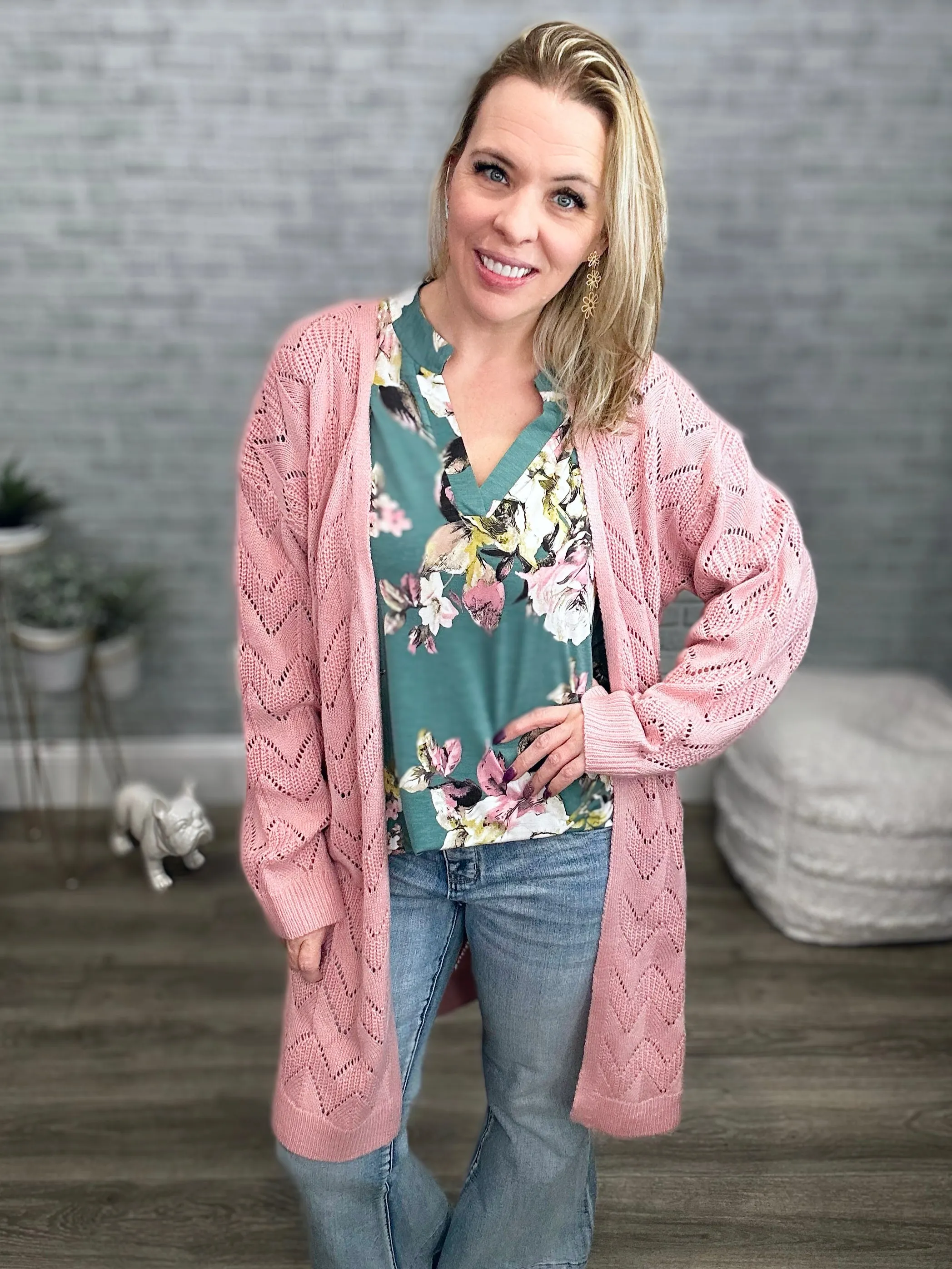 Lightweight Blush Pink Sweater Cardigan - Andree by Unit