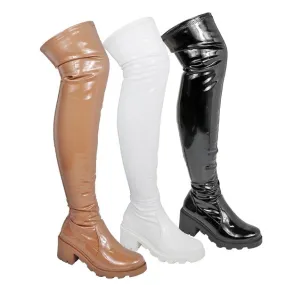 Liliana Thigh High Boots Chunky Lug Sole- Leema-05