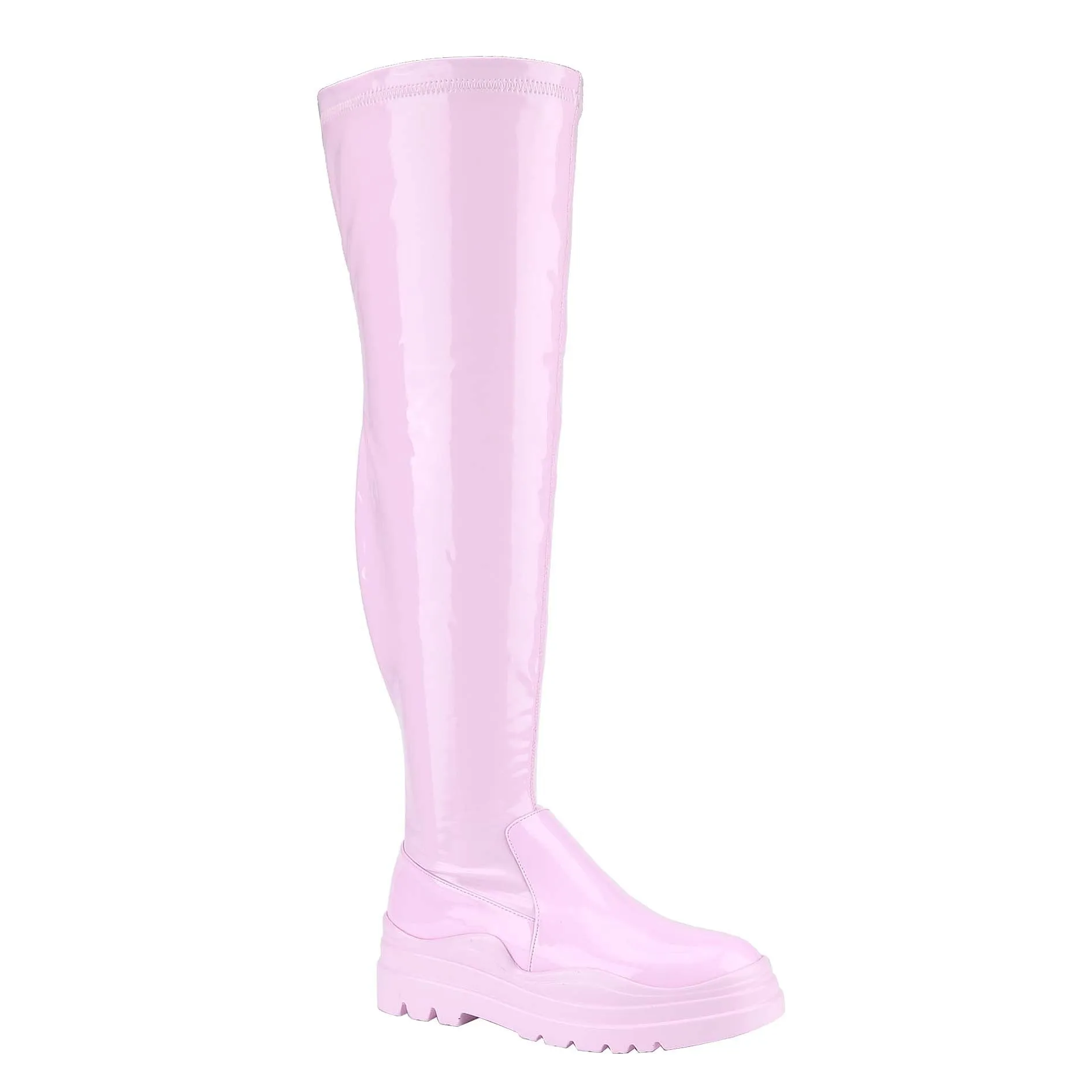Liliana Thigh High Boots Chunky Lug Sole- Leema-05