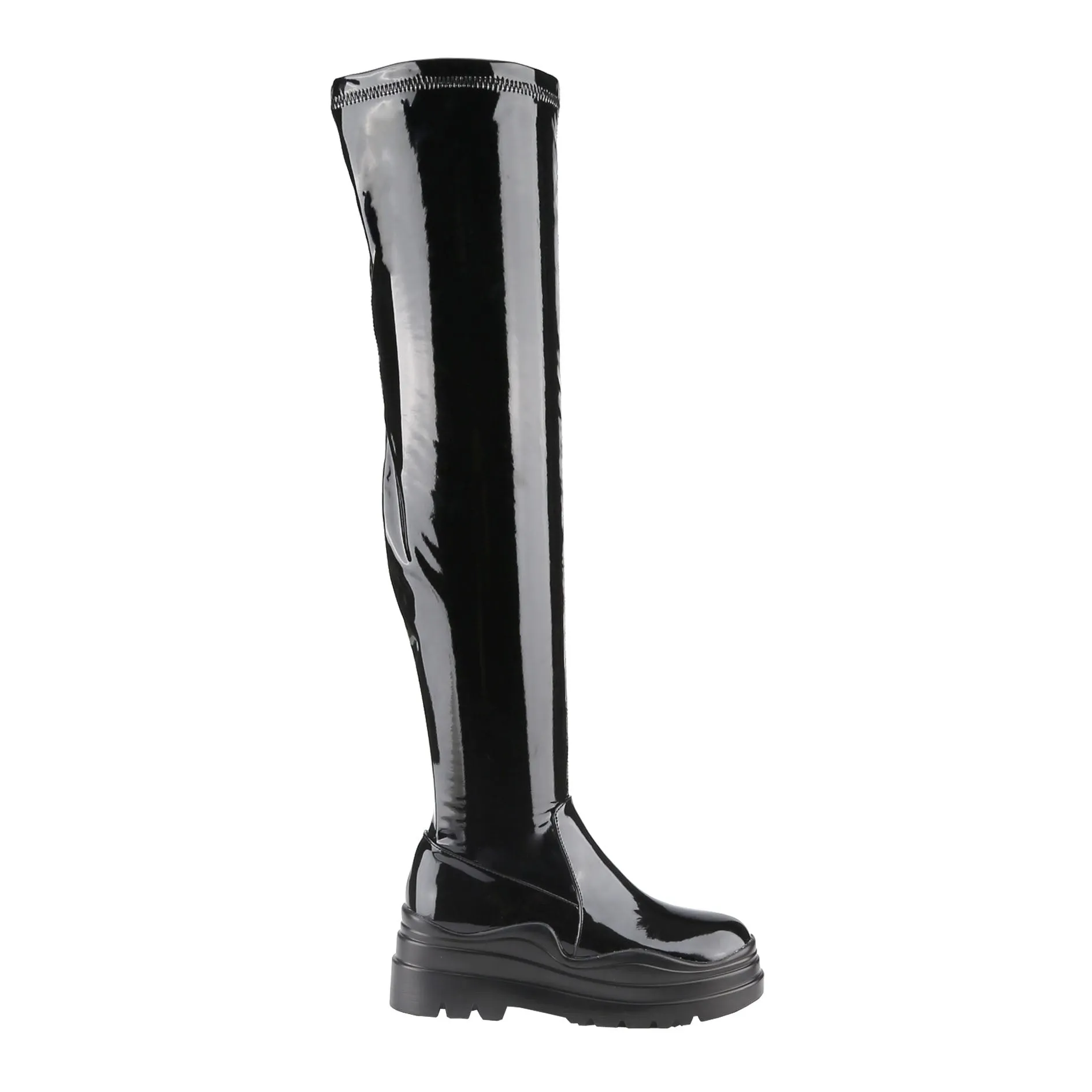 Liliana Thigh High Boots Chunky Lug Sole- Leema-05