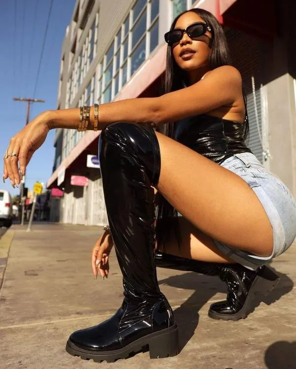 Liliana Thigh High Boots Chunky Lug Sole- Leema-05