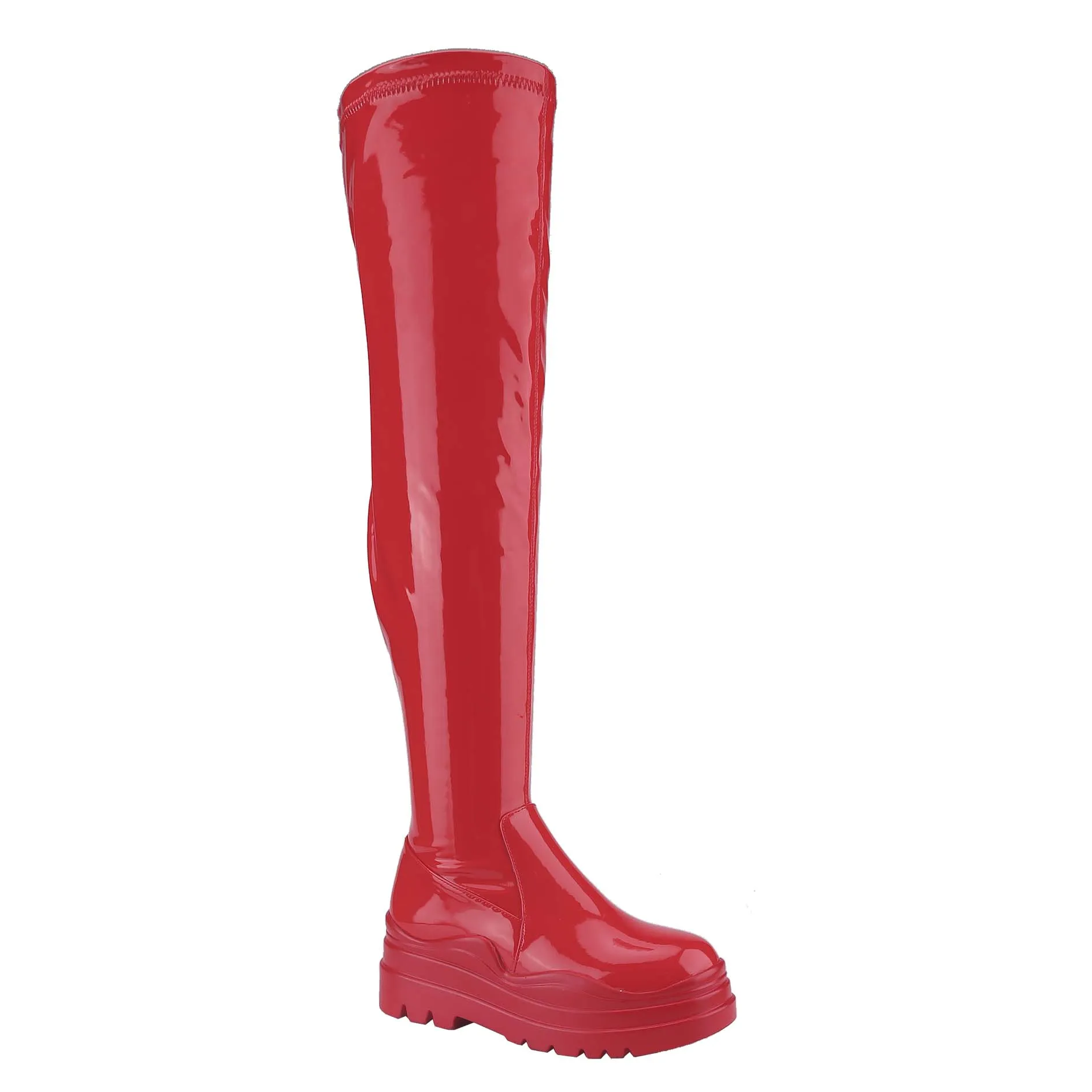 Liliana Thigh High Boots Chunky Lug Sole- Leema-05
