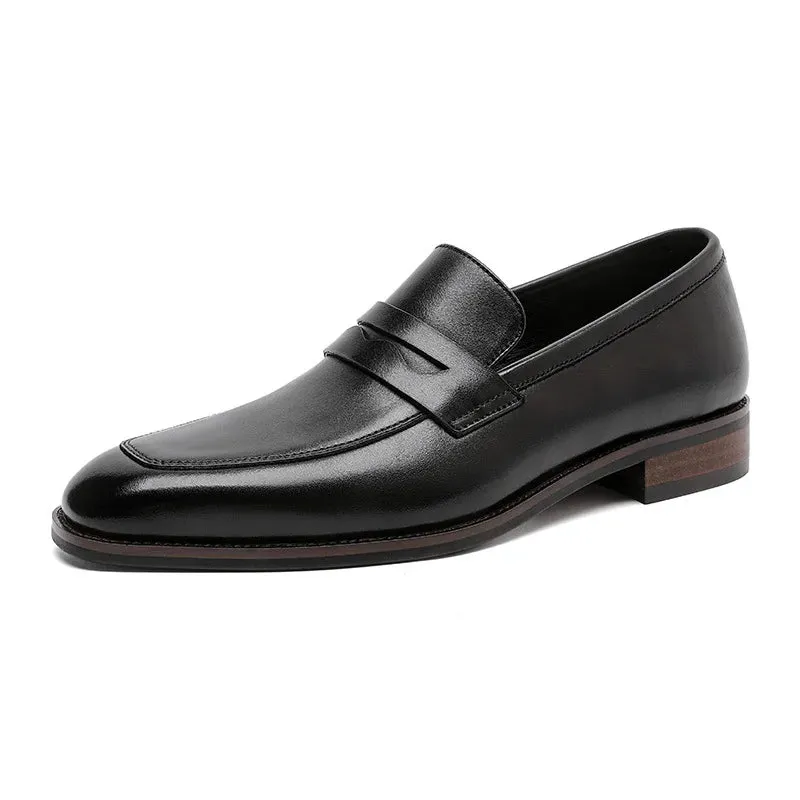 Luxury Genuine Leather Slip-On Loafers for Men - Italian Black & Brown Formal Oxford Casual Dress Shoes