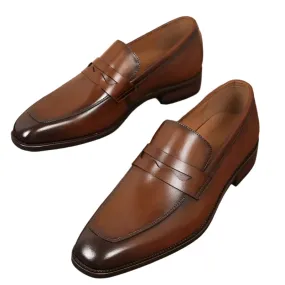 Luxury Genuine Leather Slip-On Loafers for Men - Italian Black & Brown Formal Oxford Casual Dress Shoes
