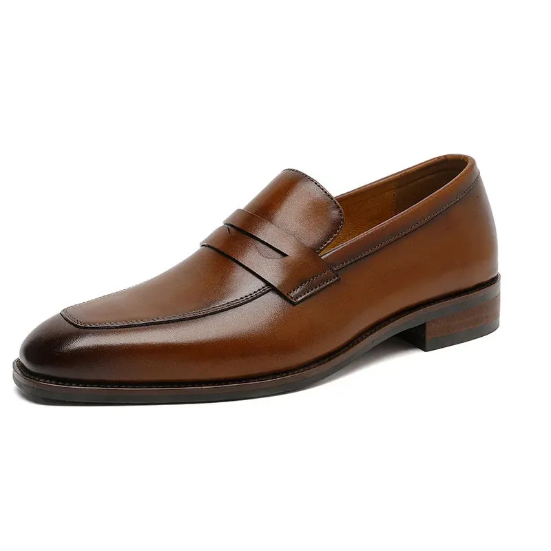 Luxury Genuine Leather Slip-On Loafers for Men - Italian Black & Brown Formal Oxford Casual Dress Shoes