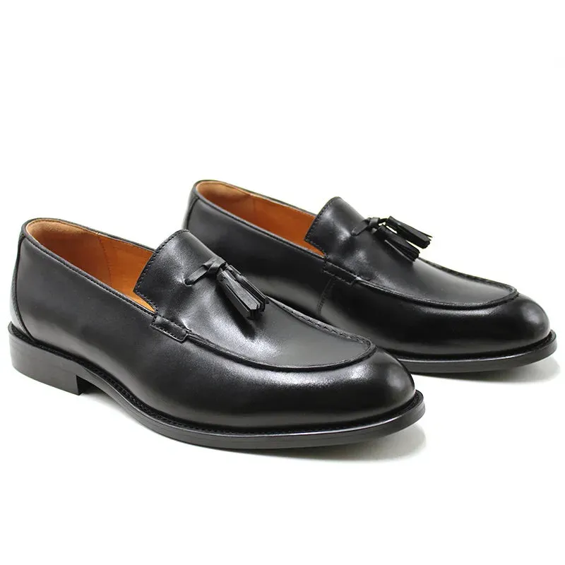 Luxury Genuine Leather Slip-On Loafers for Men - Italian Black & Brown Formal Oxford Casual Dress Shoes