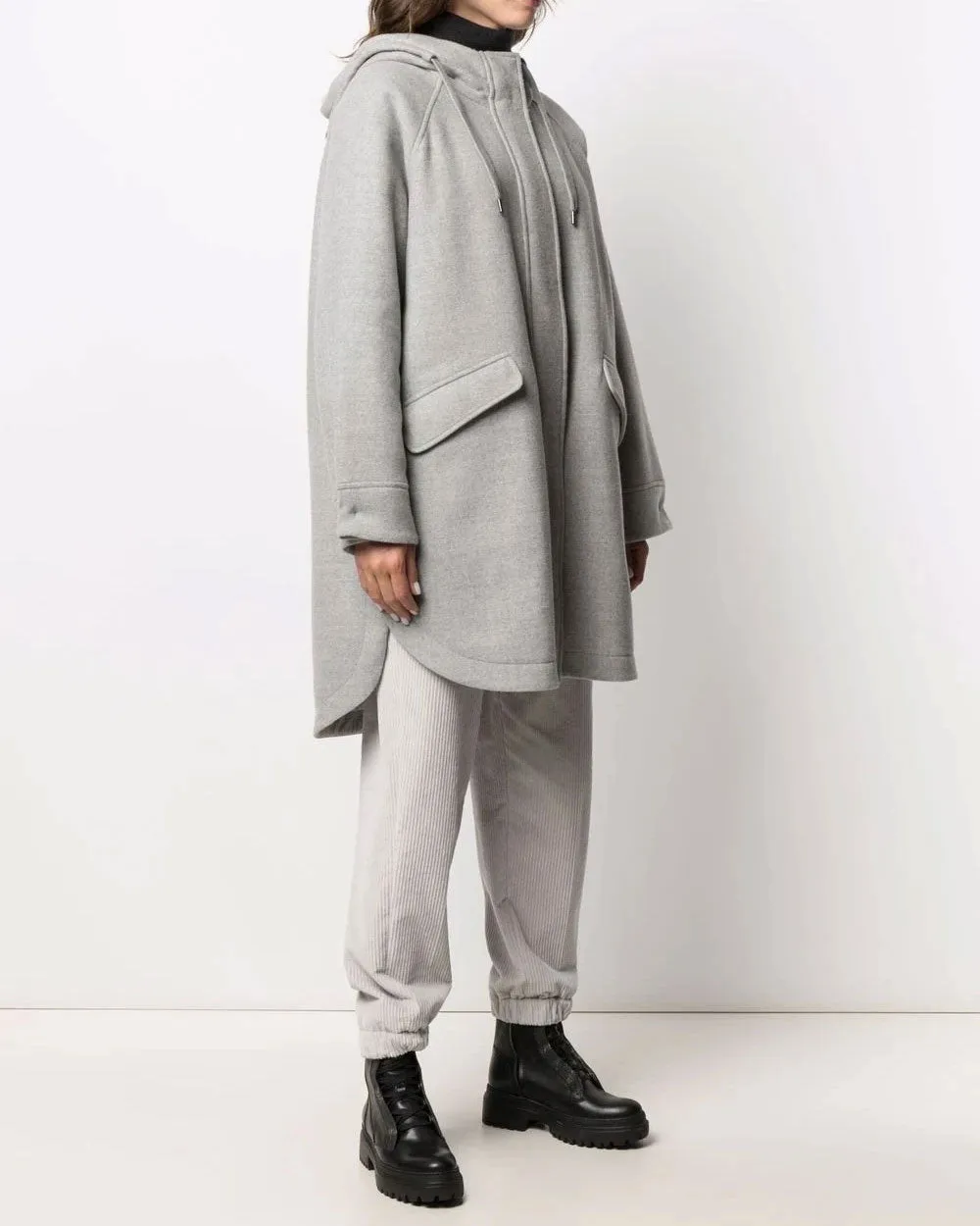 Medium Grey Wool Hooded Jacket