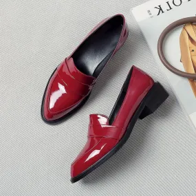 Meotina Spring Flats Loafers Shoes Women Patent Leather Flat Casual Shoes Fashion Pointed Toe Shoes Ladies Black Plus Size 33-43