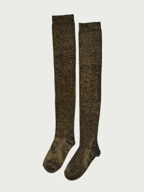 Metallic Glimmer Thigh High, Gold Dust