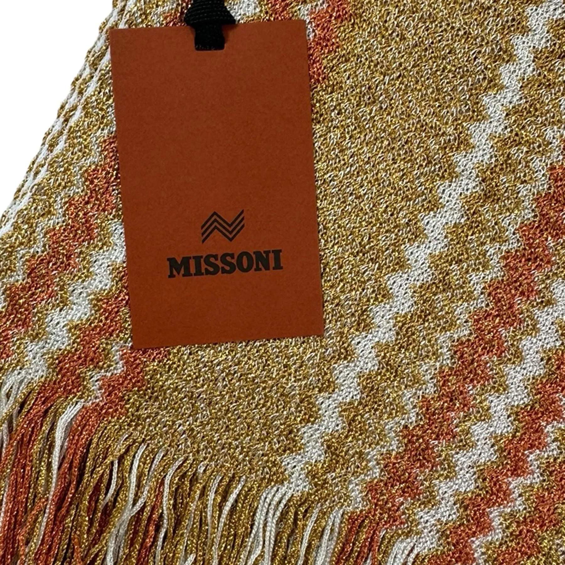 Missoni Scarf Brown Orange White Chevron Design - Women Designer Shawl SALE