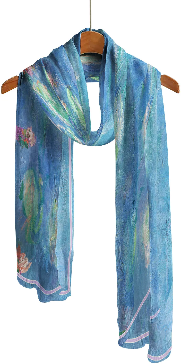 Monet Water Lilies Silky-soft Polyester Sheer Long Scarf