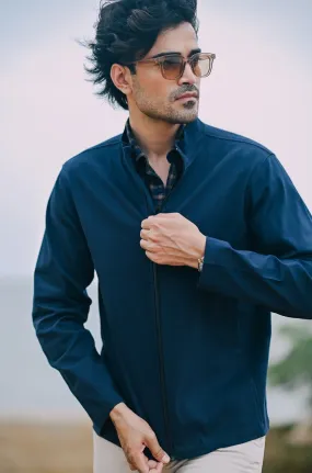 Navy Suede Cotton Jacket