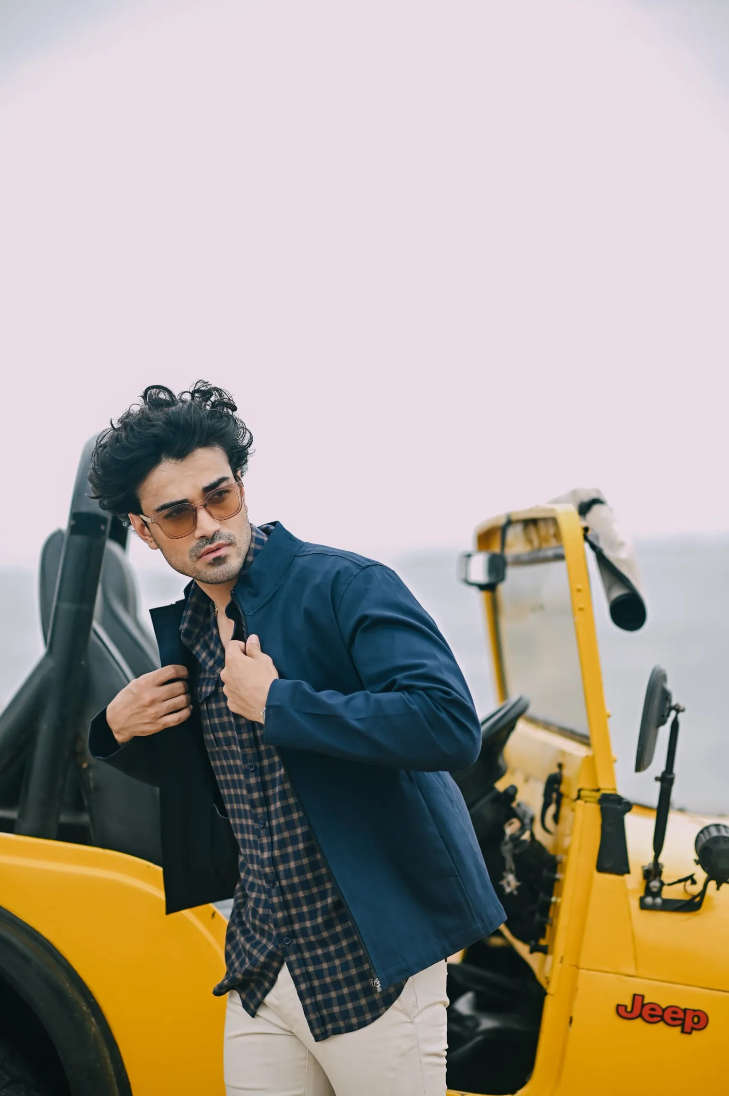 Navy Suede Cotton Jacket