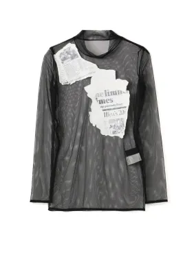 Newspaper Print High Neck T