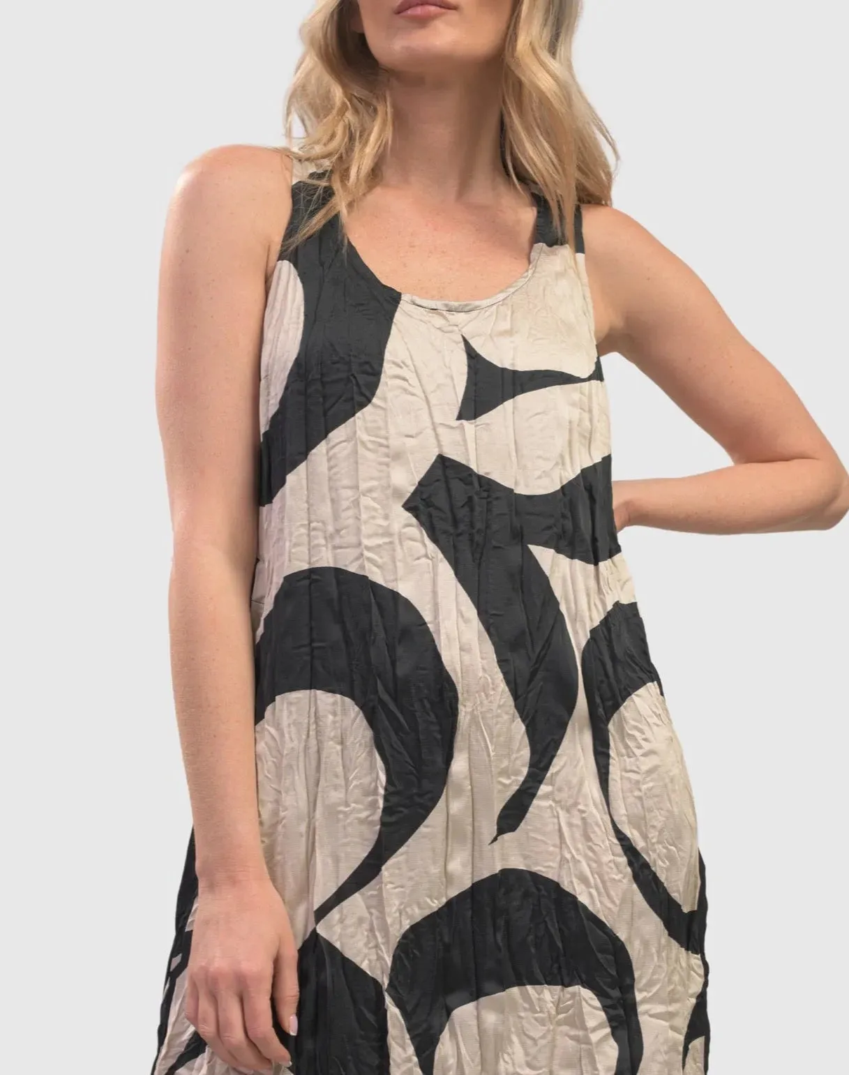 Ondine Plissé Dress, Cream