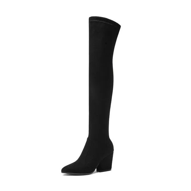 Over The Knee High Winter Shoes Pointed Toe Boots