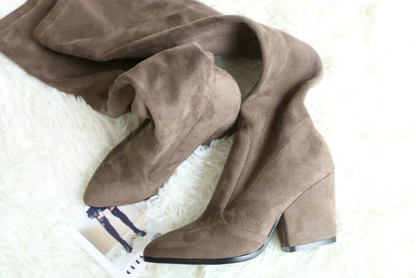 Over The Knee High Winter Shoes Pointed Toe Boots