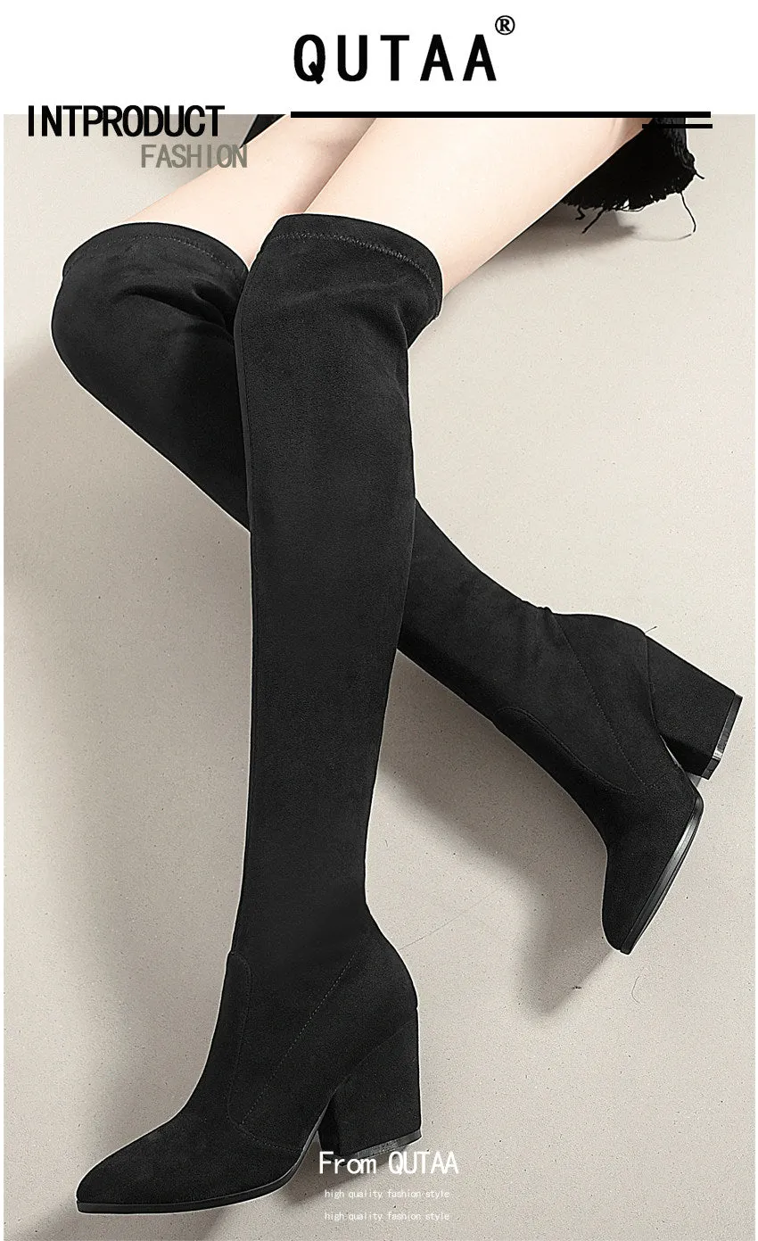 Over The Knee High Winter Shoes Pointed Toe Boots