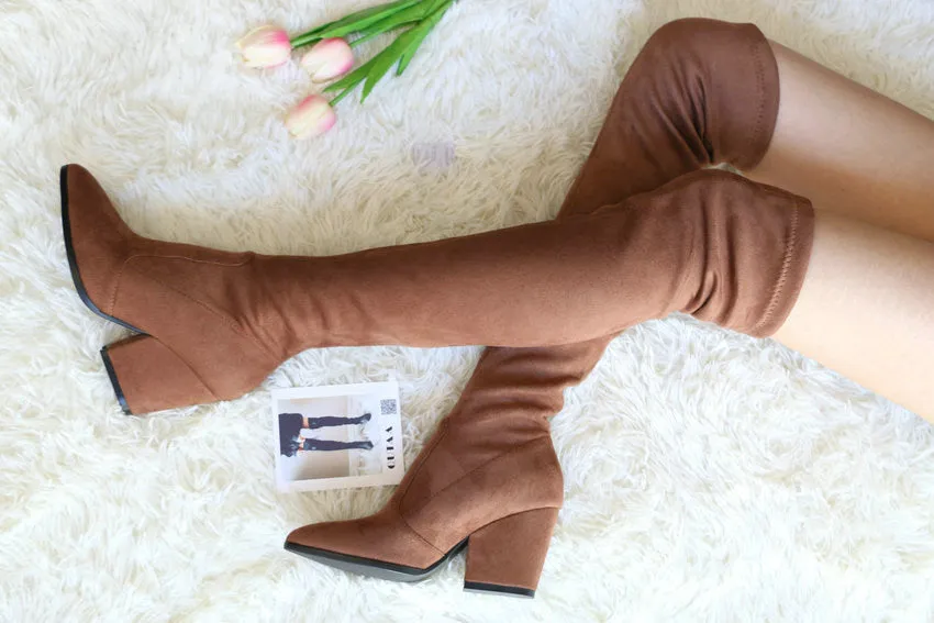Over The Knee High Winter Shoes Pointed Toe Boots