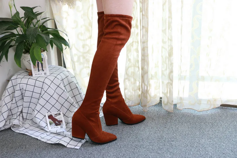 Over The Knee High Winter Shoes Pointed Toe Boots