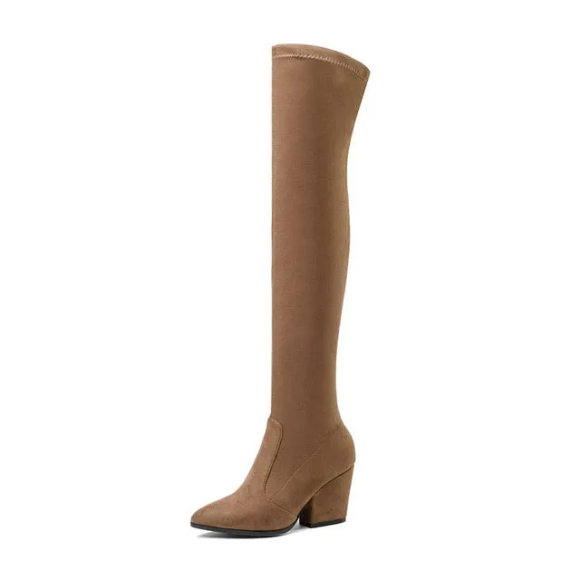 Over The Knee High Winter Shoes Pointed Toe Boots