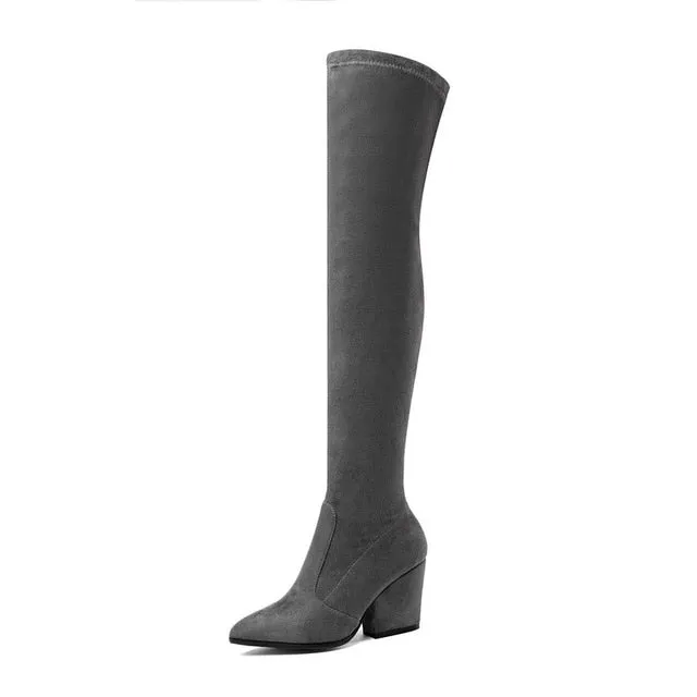 Over The Knee High Winter Shoes Pointed Toe Boots