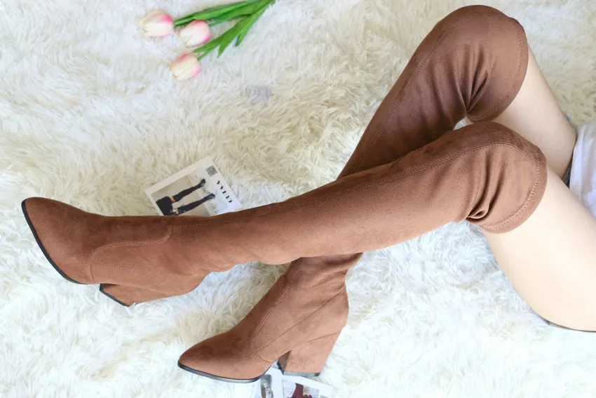 Over The Knee High Winter Shoes Pointed Toe Boots