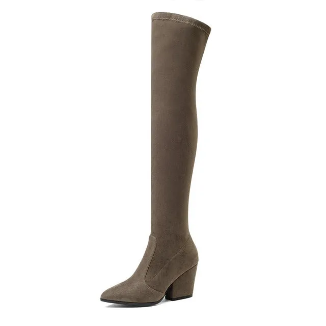Over The Knee High Winter Shoes Pointed Toe Boots