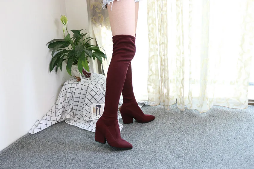 Over The Knee High Winter Shoes Pointed Toe Boots