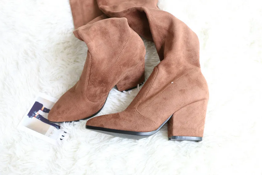 Over The Knee High Winter Shoes Pointed Toe Boots