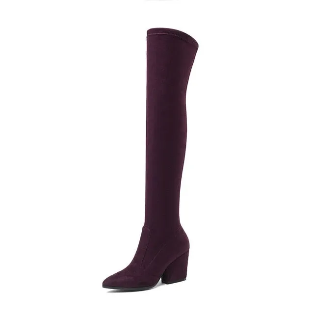 Over The Knee High Winter Shoes Pointed Toe Boots